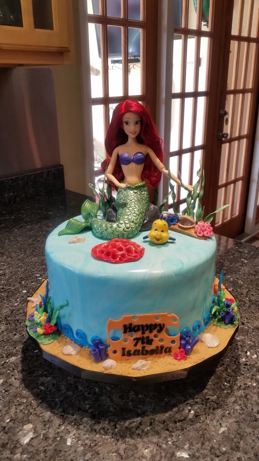 Little Mermaid birthday cake with an underwater scene and mermaid figure